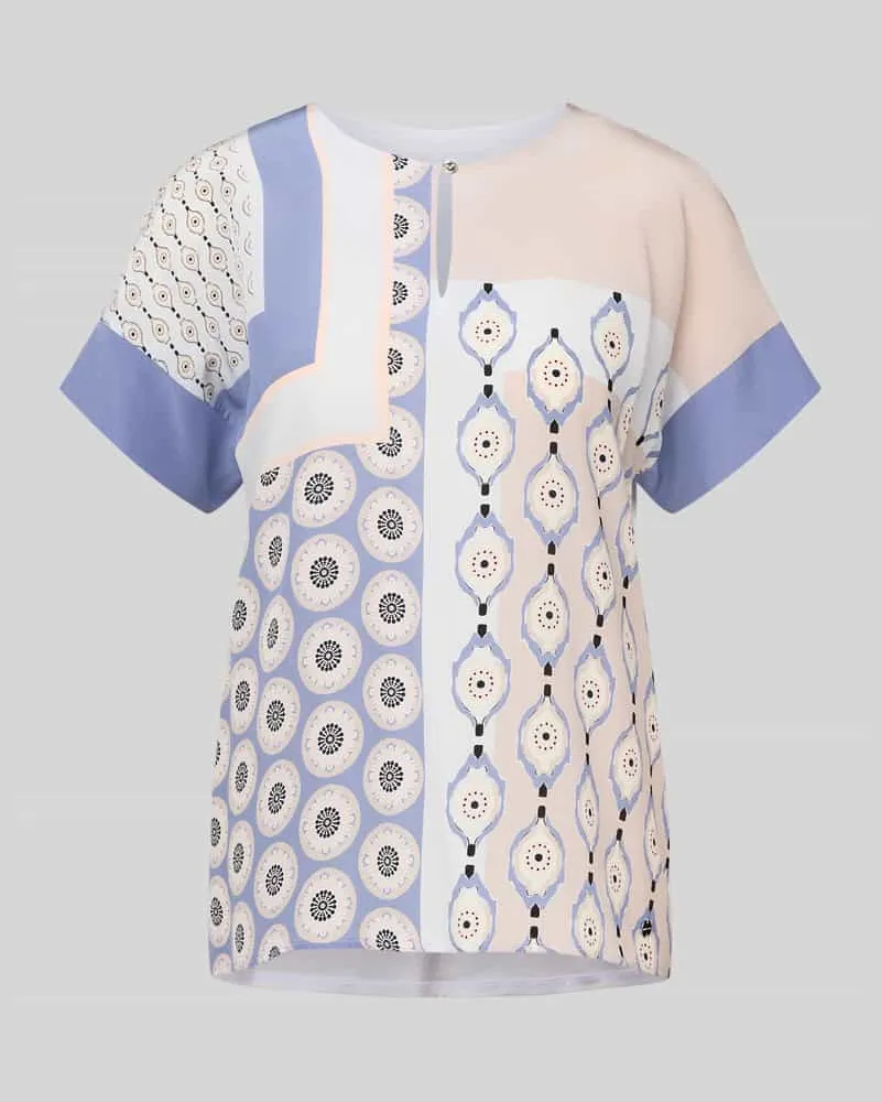 Marc Cain Regular Fit Bluse aus Viskose-Mix mit Schlüssellochausschnitt Kitt