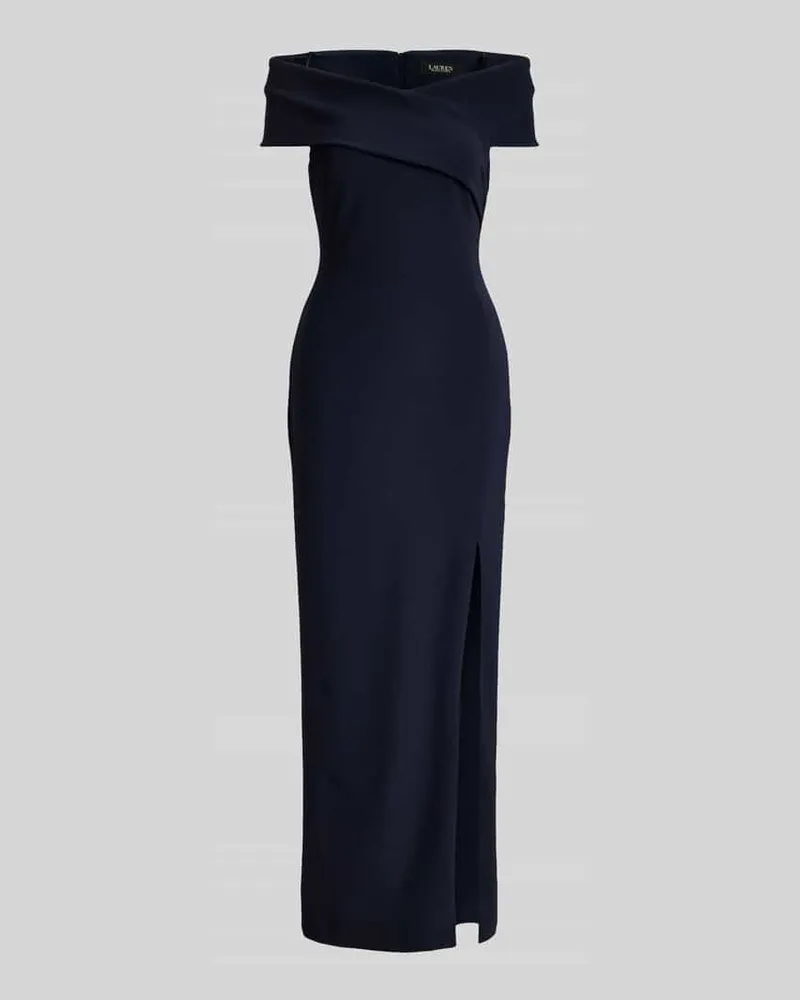 Ralph Lauren Abendkleid mit Carmenausschnitt Dunkelblau