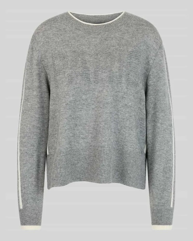 Marc Cain Pullover aus Wolle Alpaka mit Strukturlogo Mittelgrau