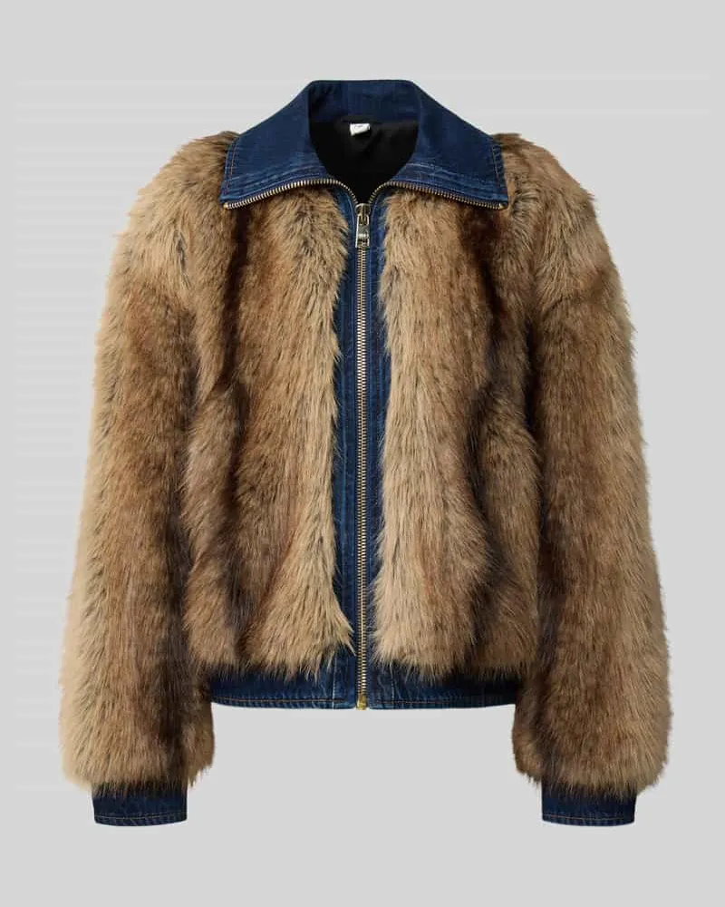 Liu Jo Jacke mit Kunstfell Modell 'GIUBBINO DENIM SOFT Mittelbraun