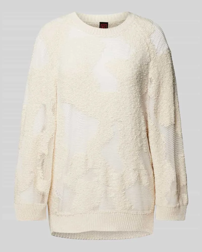 Stefanel Pullover mit Rundhalsausschnitt in semitransparentem Design Offwhite