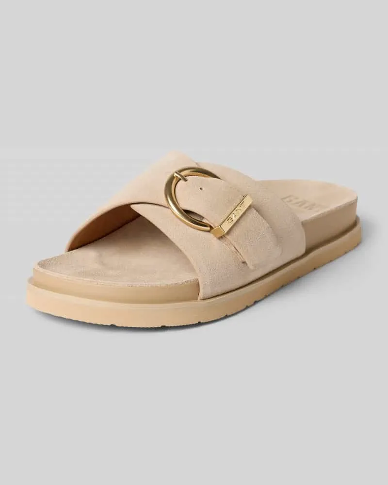 Gant Slides aus Leder mit Label-Prägung Modell 'Mardale Beige