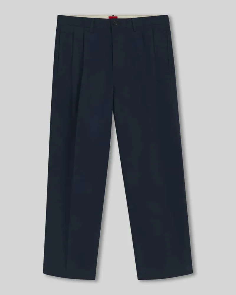 HUGO BOSS Baggy Fit Weite Hose aus reiner Baumwolle Modell ' 249 Jeansblau