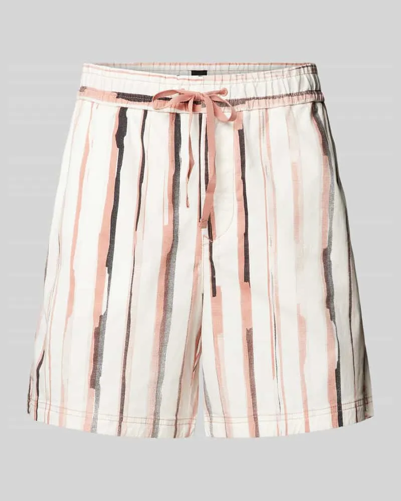 HUGO BOSS Regular Fit Shorts mit Streifenmuster Modell 'Sandrew Weiss