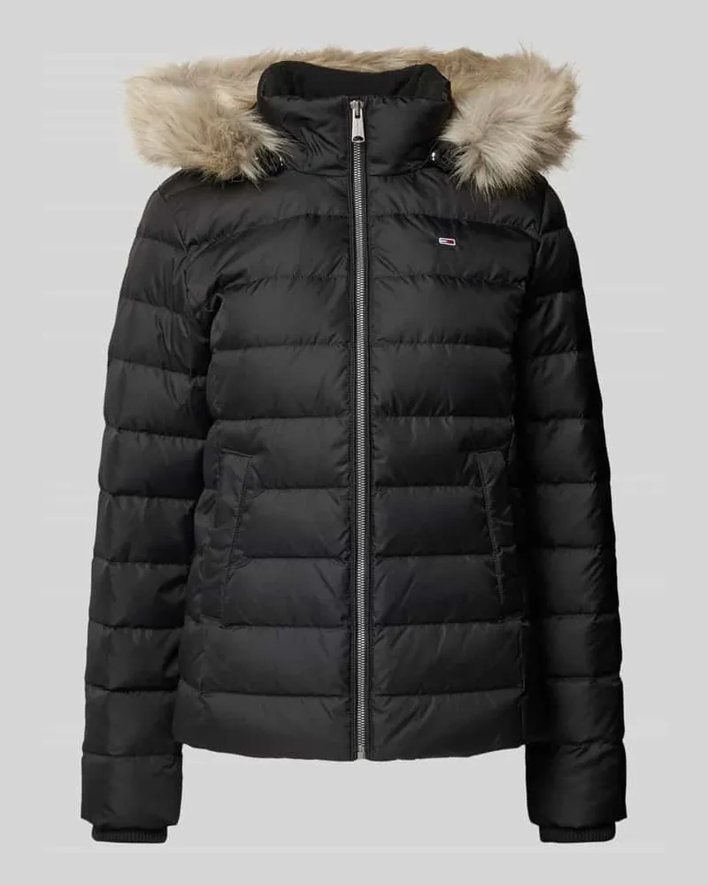 Tommy Hilfiger Steppjacke mit Kunstfell und Reißverschluss Black