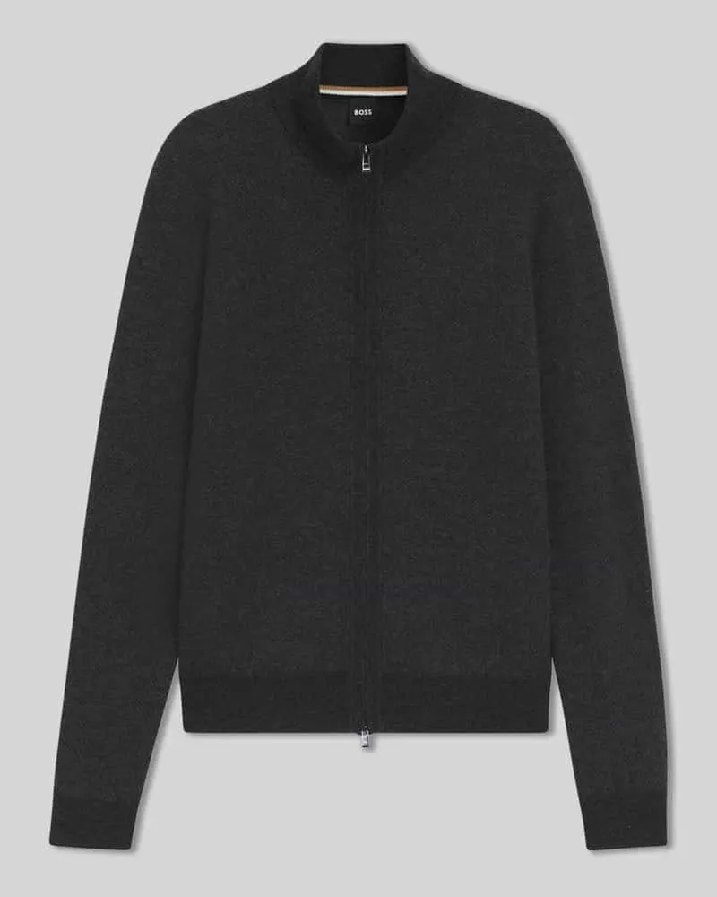 HUGO BOSS Regular Fit Strickjacke aus Woll-Mix Modell 'H-HETERNO Black
