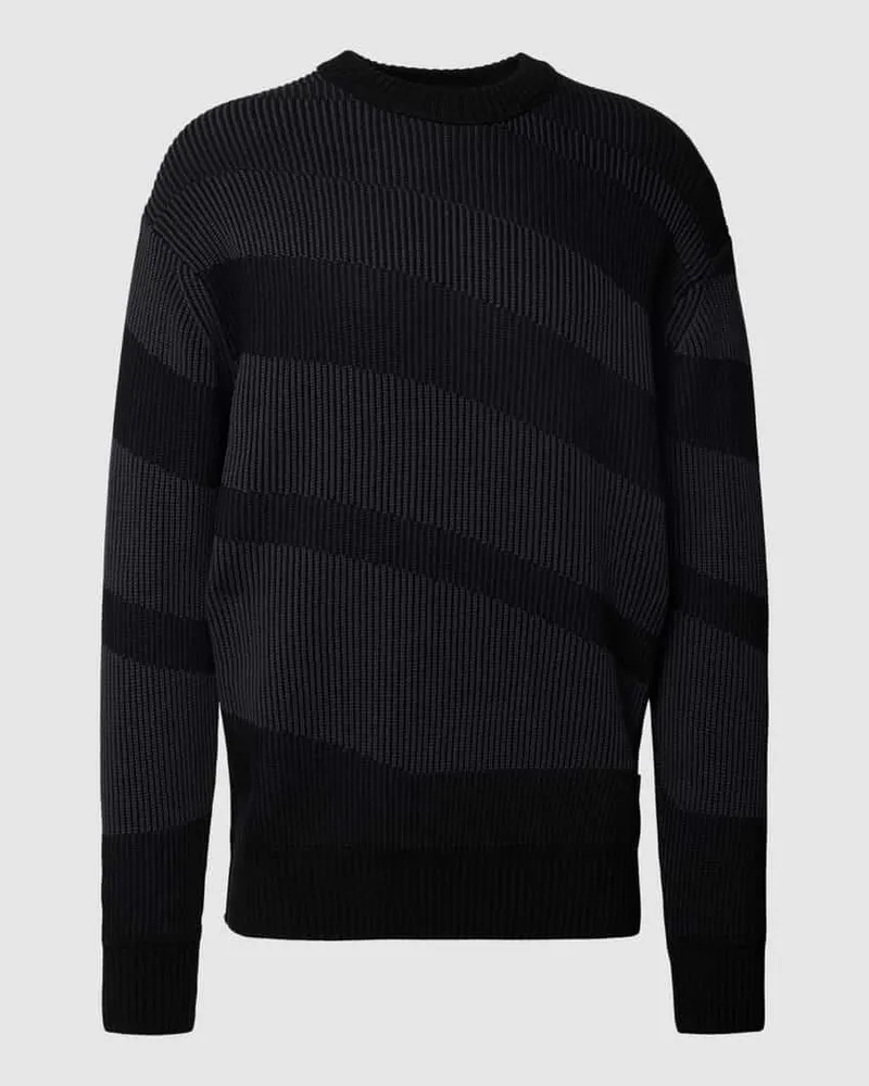 HUGO BOSS Strickpullover im Colour-Blocking-Design Modell 'Arace Black