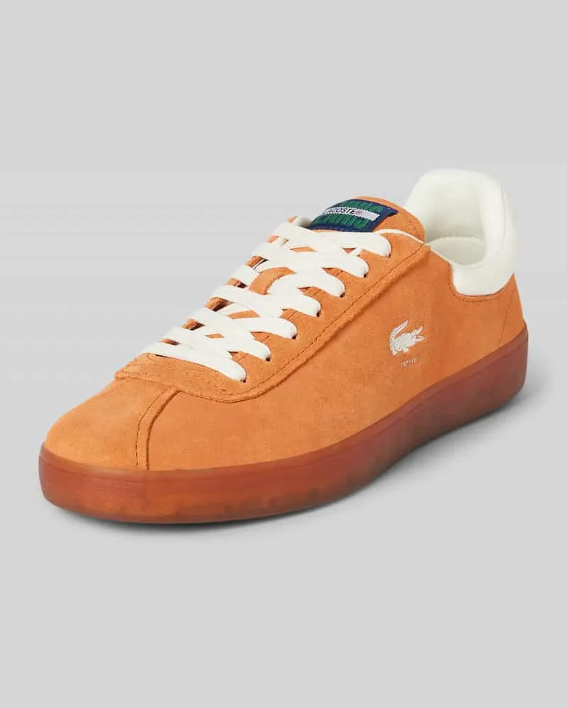 Lacoste Ledersneaker mit Label-Patch und Logo-Print Modell 'BASESHOT Orange