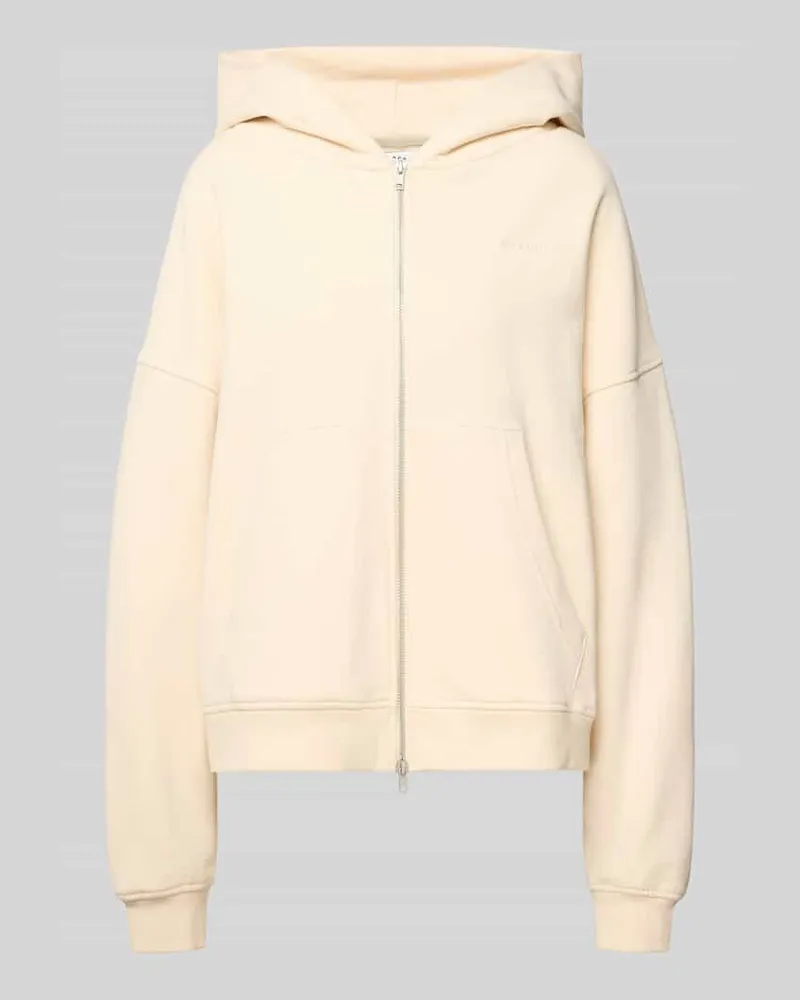 OH APRIL Oversized Sweatjacke mit Zweiwege-Reißverschluss Modell 'Flower Beige
