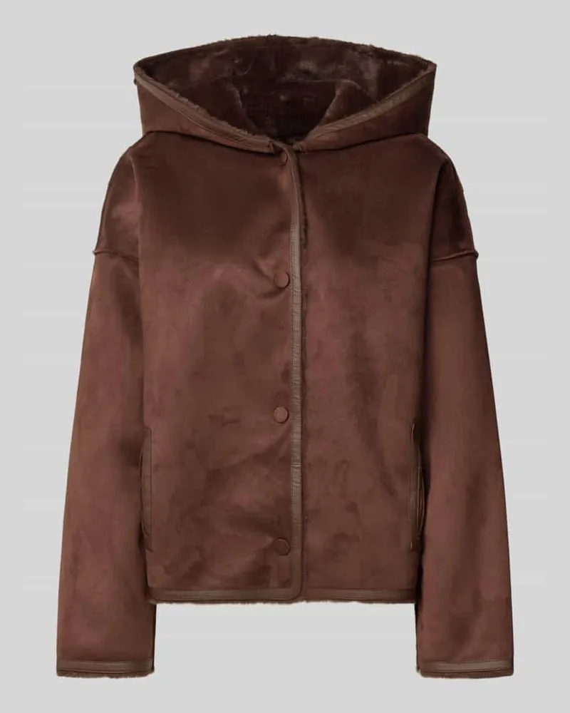 Apricot Jacke mit Kapuze und seitlichen Eingrifftaschen Dunkelbraun
