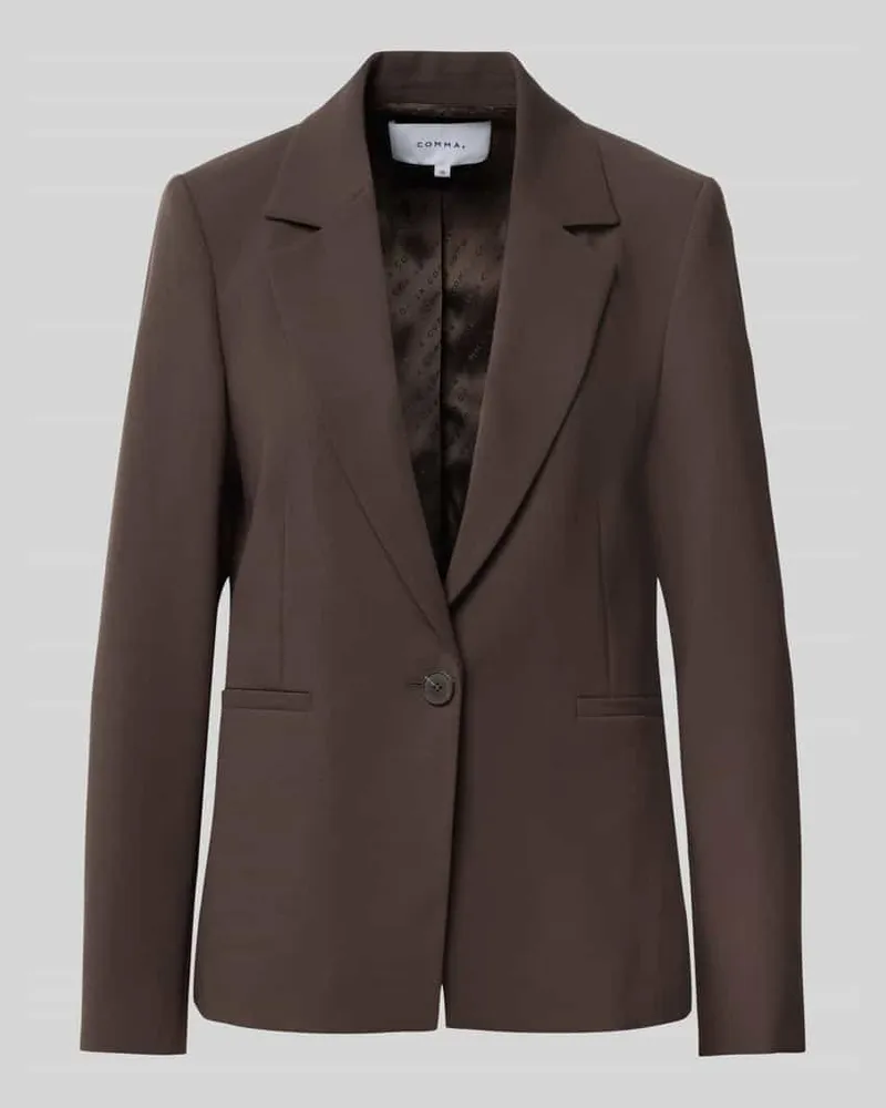 COMMA Straight Fit Blazer mit Viskose-Anteil Dunkelbraun