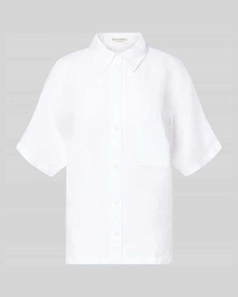 Marc O'Polo Relaxed Fit Bluse aus reinem Leinen Weiss