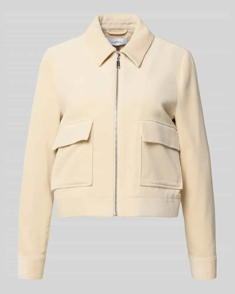 COMMA Blazer mit Reißverschluss und Pattentaschen Sand