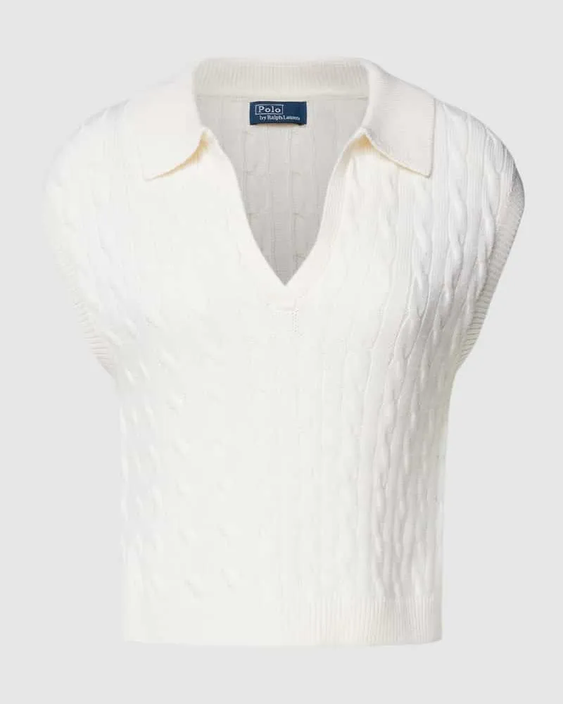Ralph Lauren Pullunder aus Baumwoll-Mix mit Kaschmir-Anteil Ecru