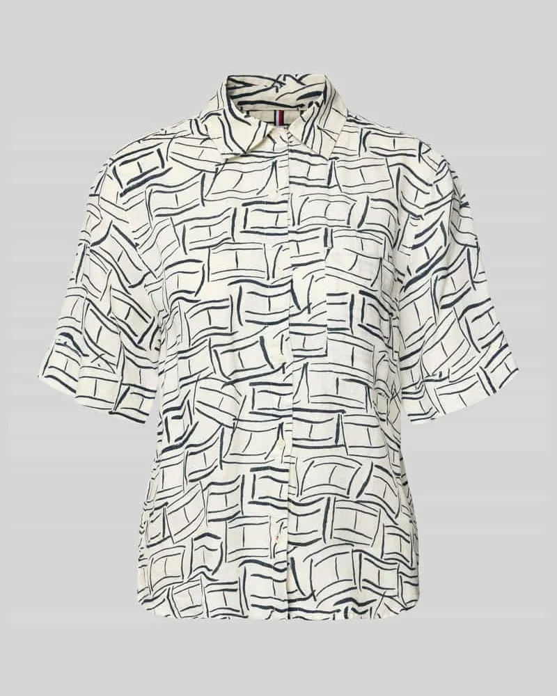 Tommy Hilfiger Loose Fit Leinenbluse mit Brusttasche Ecru