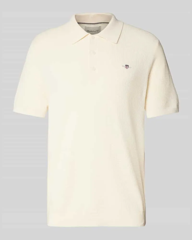Gant Regular Fit Poloshirt mit Strukturmuster Offwhite