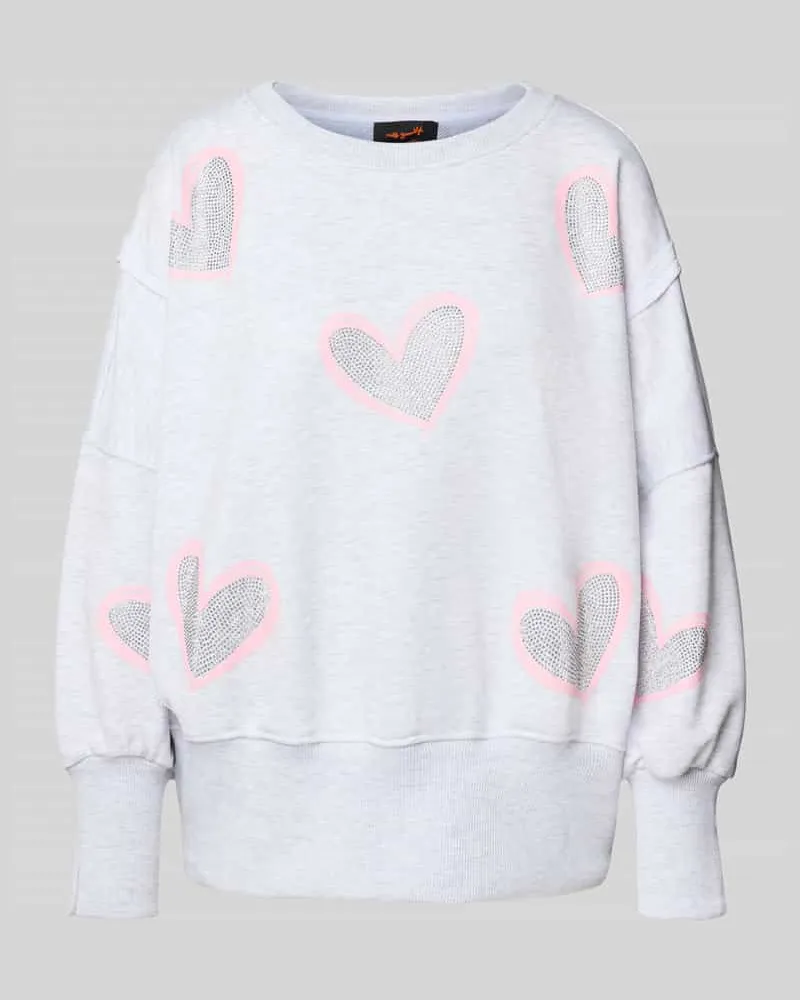 Miss Goodlife Oversized Sweatshirt aus reiner Baumwolle mit Motiv-Print Hellgrau