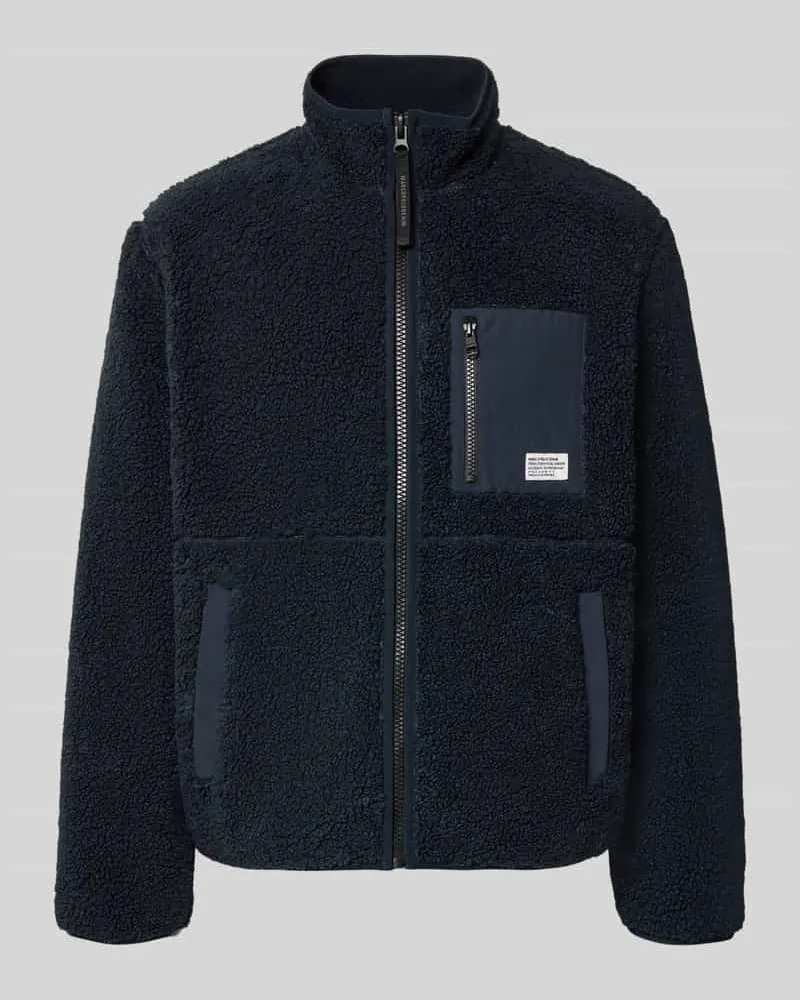 Marc O'Polo Regular Fit Teddy- / Webpelzjacke mit Brustleistentaschen Marine