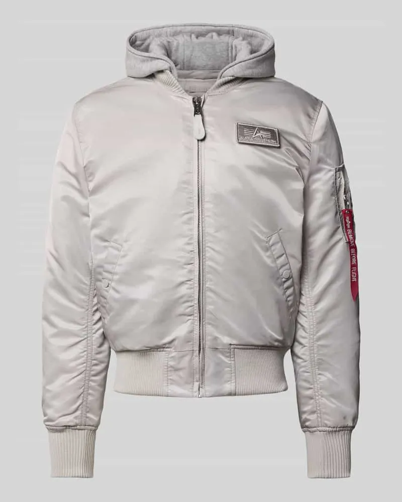 Alpha Industries Bomberjacke mit Label-Patch Hellgrau