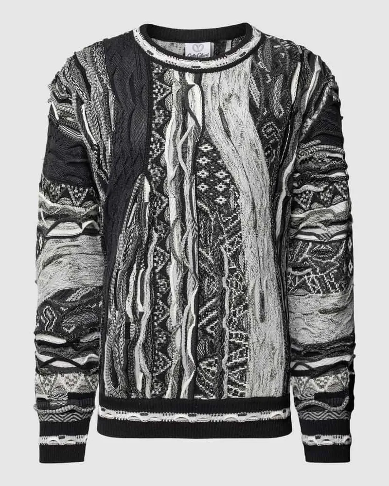 Carlo Colucci Strickpullover mit Allover-Muster Black