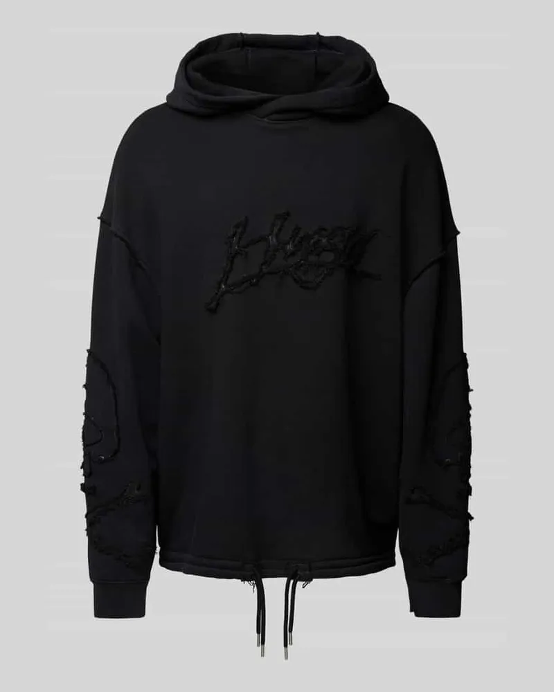 HUGO BOSS Hoodie mit Label-Schriftzug Modell 'Daskuldy Black
