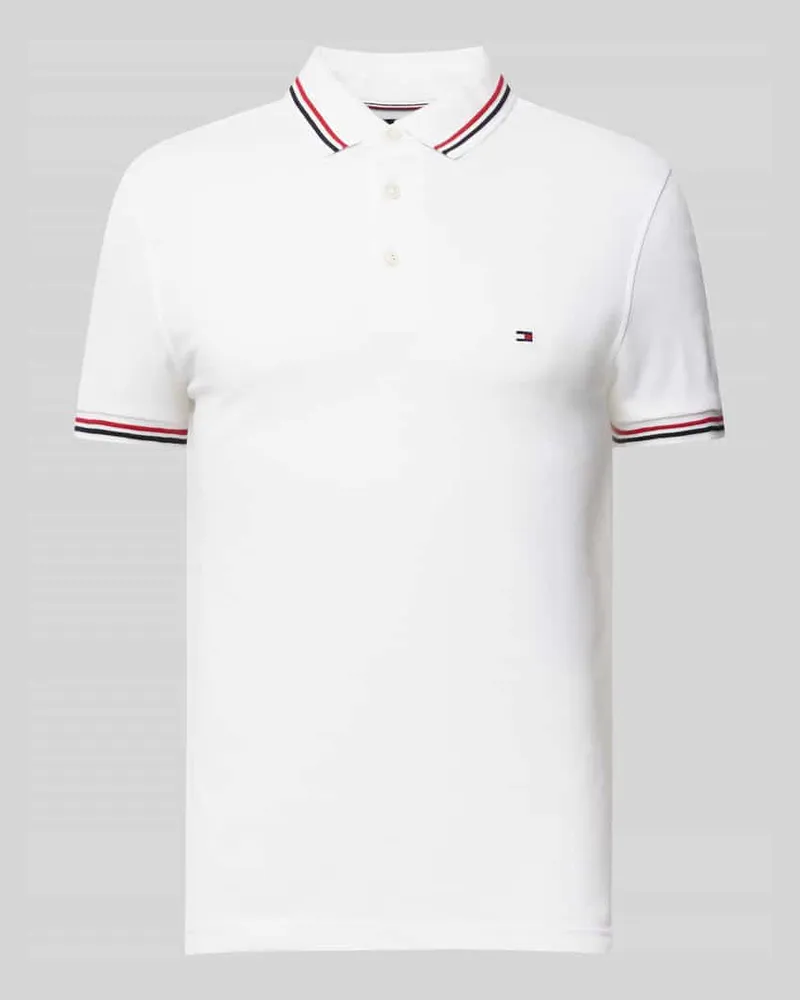 Tommy Hilfiger Slim Fit Poloshirt mit Logo-Stitching Weiss
