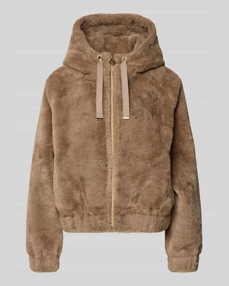 S.Oliver Regular Fit Webpelzjacke mit Kapuze Taupe