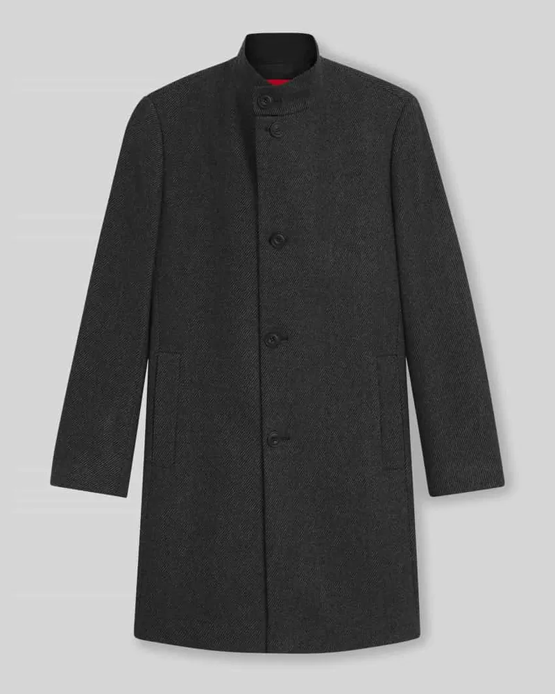 HUGO BOSS Regular Fit Wollmantel mit Stehkragen Modell 'MINTRAX2541 Anthrazit