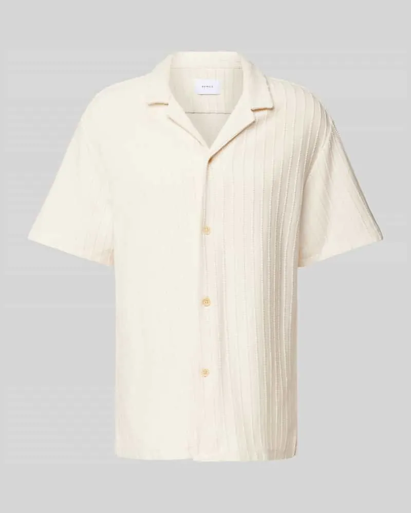 Rotholz Regular Fit Freizeithemd mit Streifenmuster Offwhite