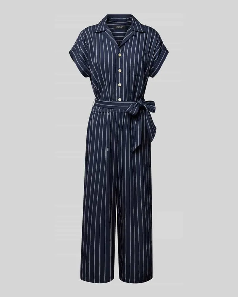 Ralph Lauren Jumspuit aus Viskose mit Bindegürtel Modell 'LORITZ Dunkelblau