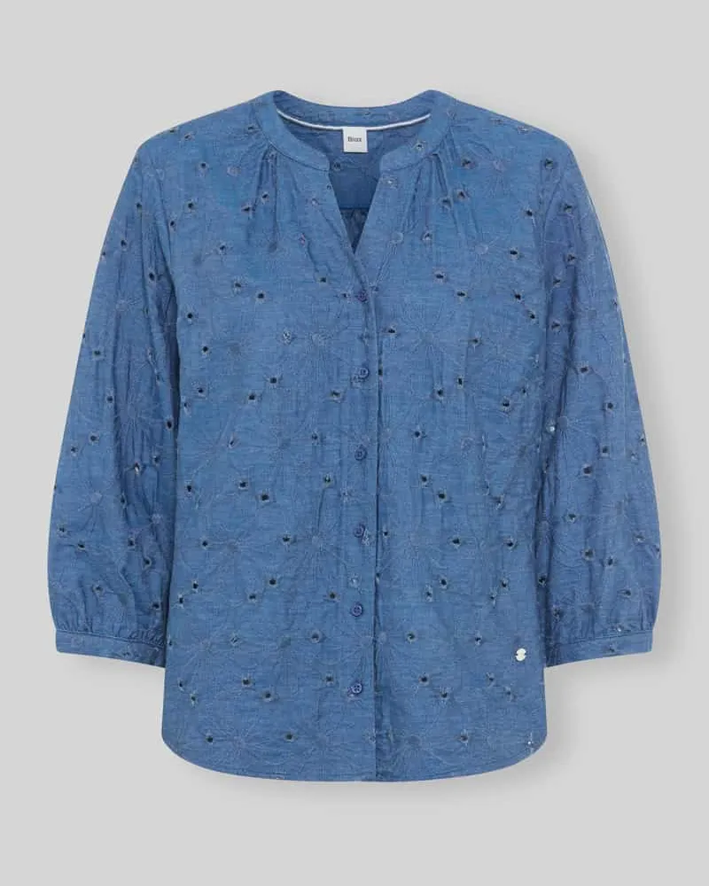 Brax Regular Fit Bluse aus reiner Baumwolle Modell 'VELIA Blau