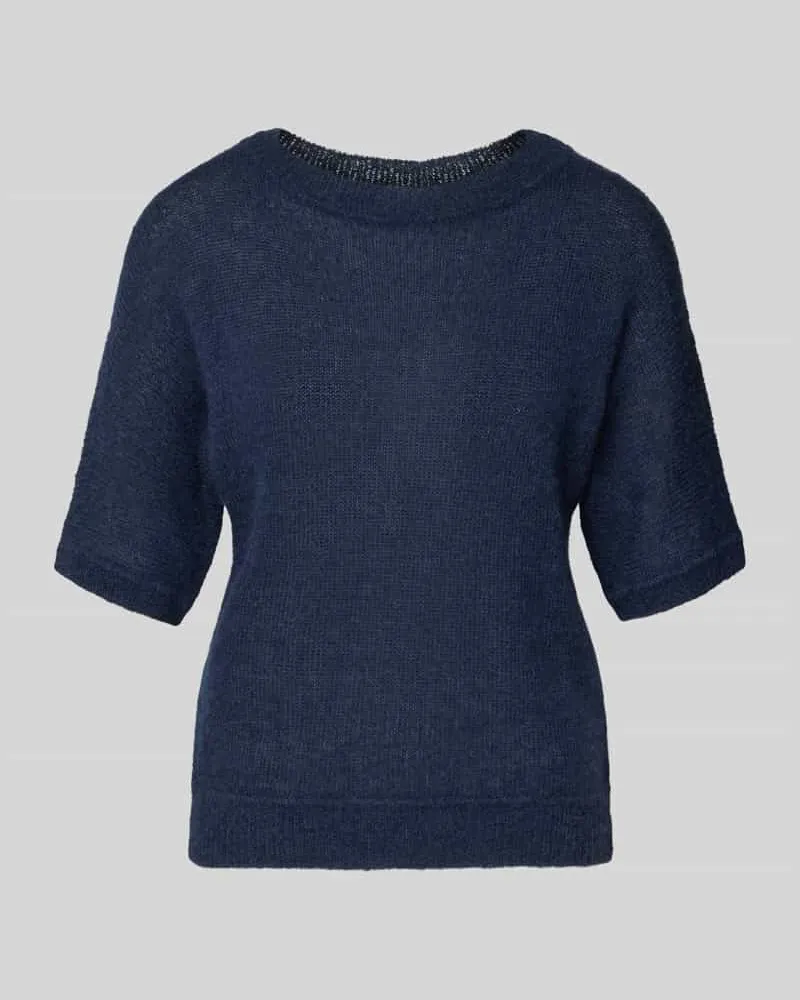 HUGO BOSS Regular Fit Strick-Shirt aus Alpaka-Mix Modell 'FANCER Marine