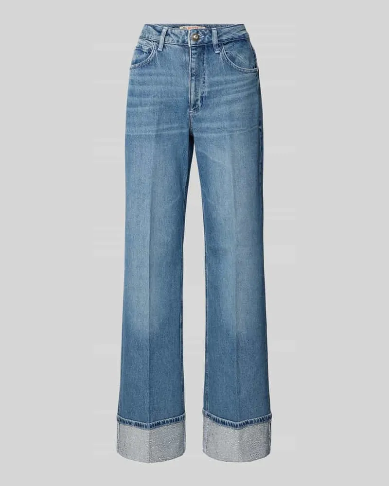 Guess High Rise Wide Leg Jeans mit Umschlag Modell 'REY Jeansblau