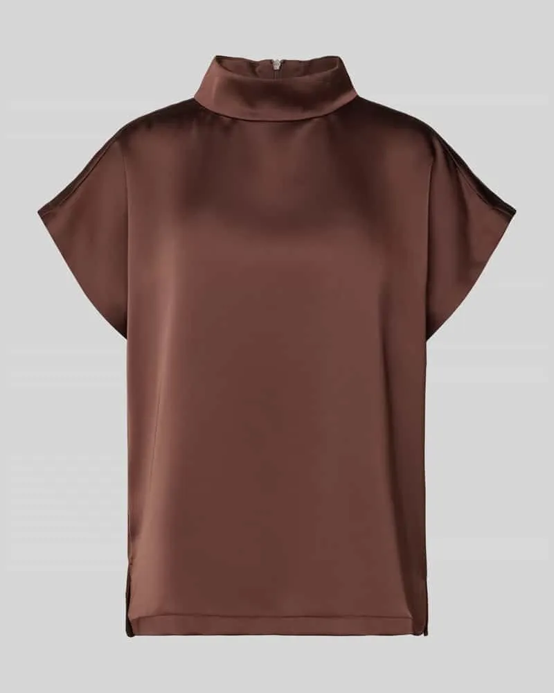 HUGO BOSS Regular Fit Bluse mit Stehkragen Modell 'CANELI-1 Schoko