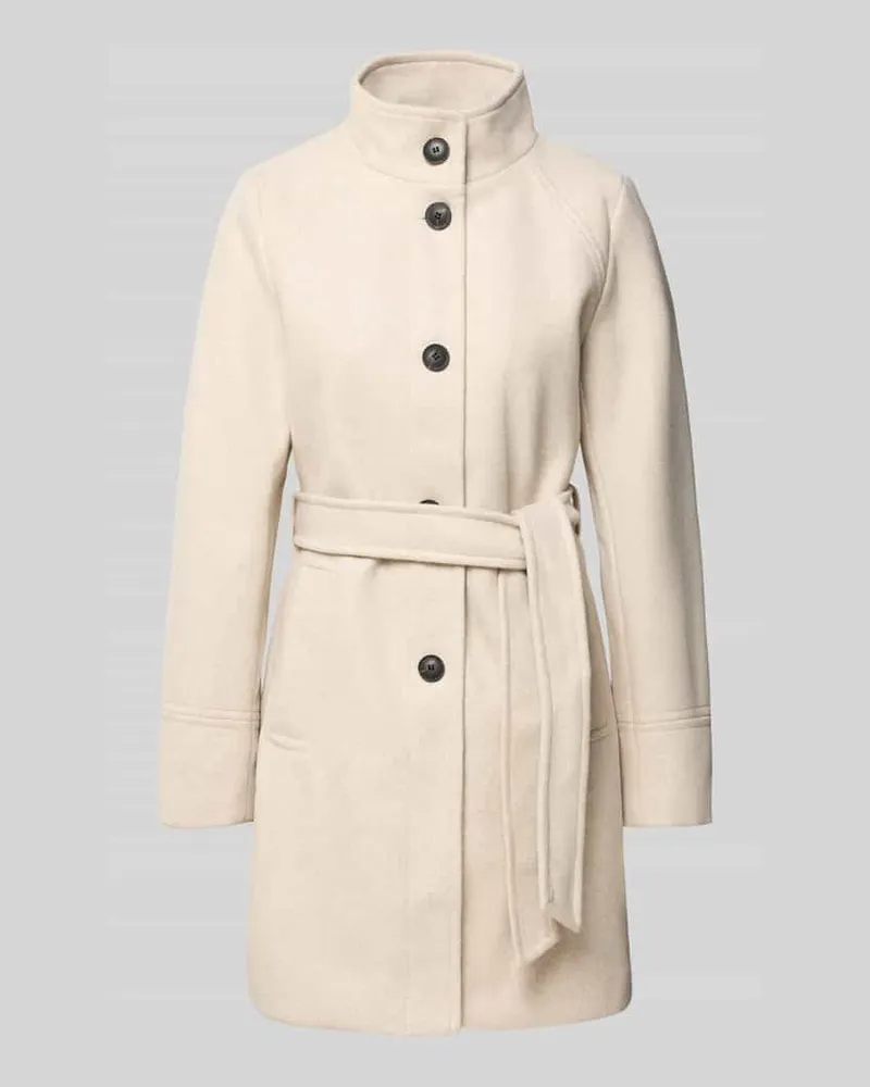 b.young Mantel mit Stehkragen und Bindegürtel Modell 'CALIA Beige