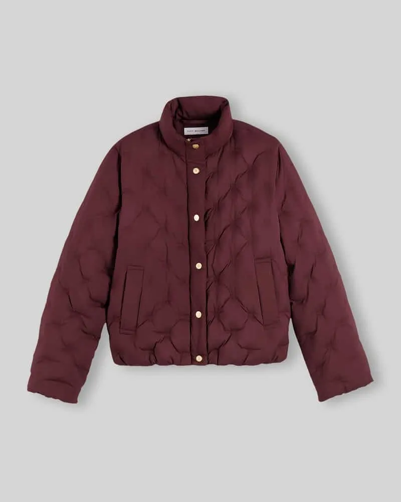 Tommy Hilfiger Regular Fit Daunenjacke mit Logo-Stitching Dunkelrot