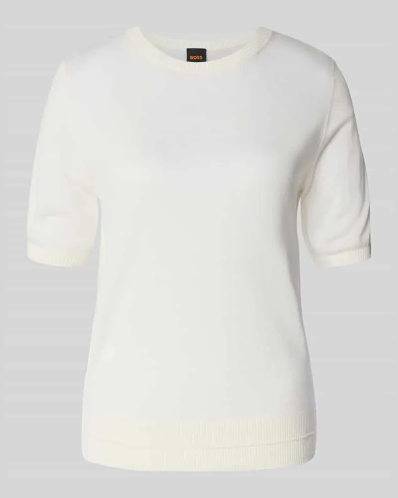 HUGO BOSS Relaxed Fit Strickshirt aus Viskose-Mix mit Kaschmir Weiss