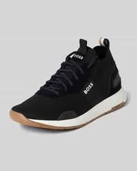 HUGO BOSS Sneaker aus Leder-Mix Modell 'Titanium Black