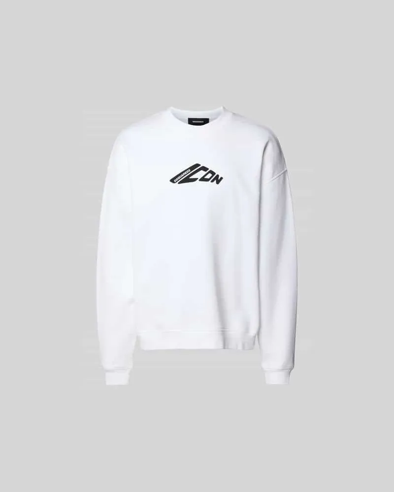 Dsquared2 Sweatshirt mit gerippten Abschlüssen Weiss