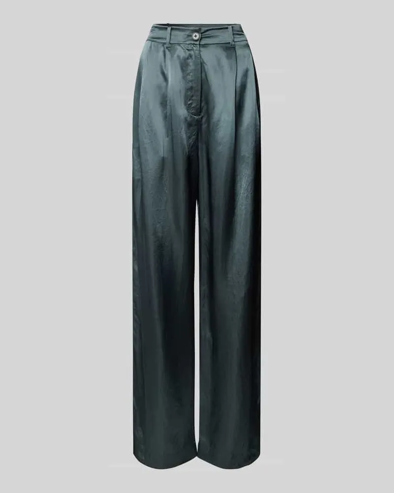 Marc O'Polo Loose Fit Bundfaltenhose aus Satin in Crinkle-Qualität Smaragd
