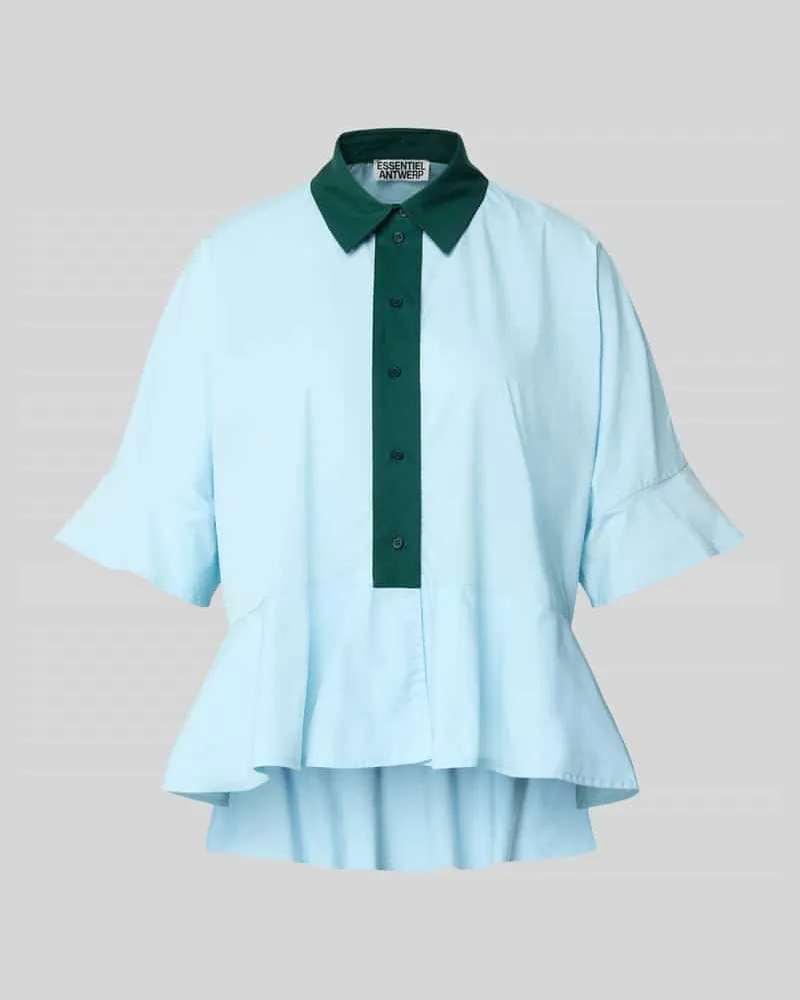Essentiel Relaxed Fit Kurzarmbluse aus reiner Baumwolle Modell 'KAYLEE Hellblau