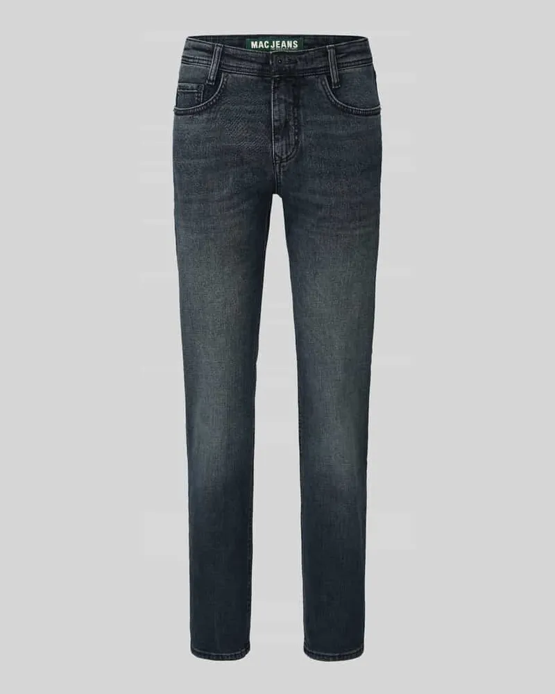 MAC Jeans Straight Fit Jeans aus Baumwoll-Mix Modell 'ARNE Dunkelblau