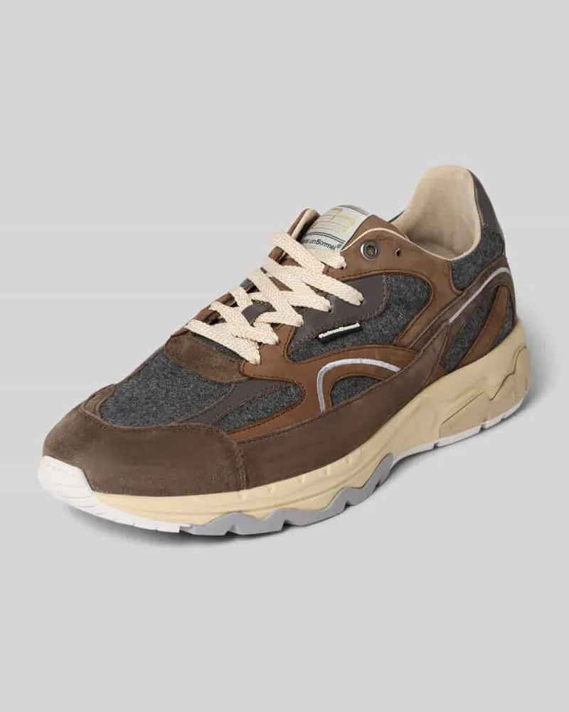 Floris van Bommel Sneaker aus Leder-Mix Modell 'De Rezer Taupe