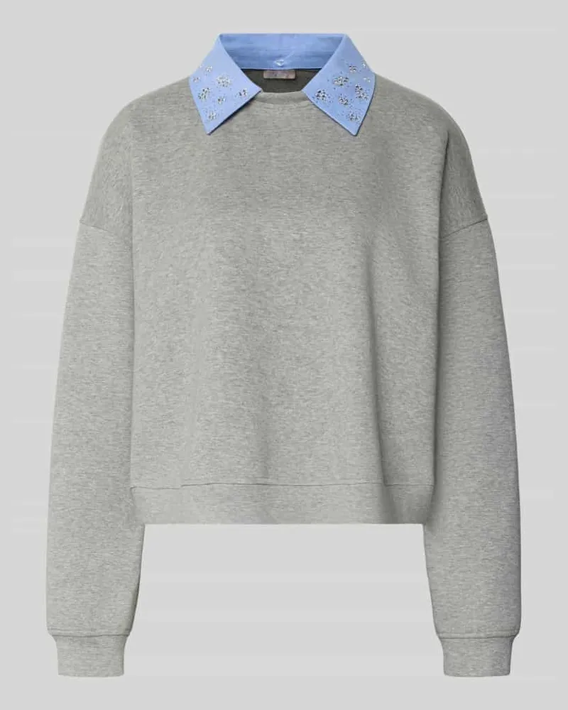 Liu Jo Sweatshirt mit Hemdblusenkragen Hellgrau
