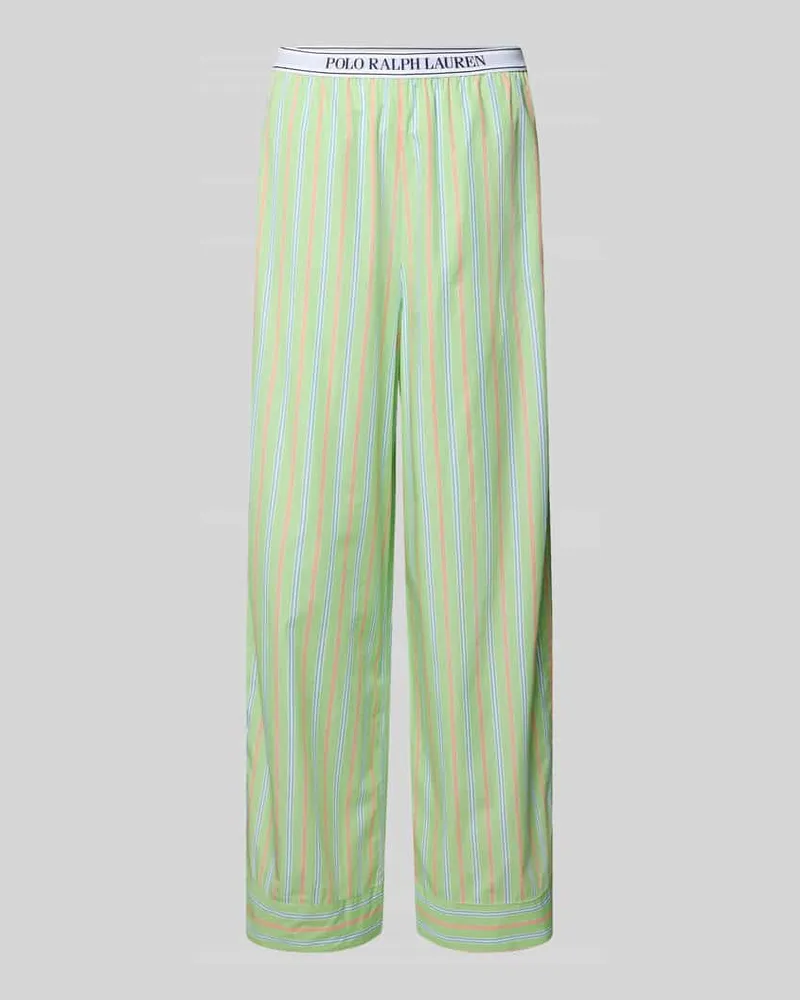 Ralph Lauren Regular Fit Pyjama-Hose aus reiner Baumwolle Modell 'SHIRTING STRIPES Hellgruen