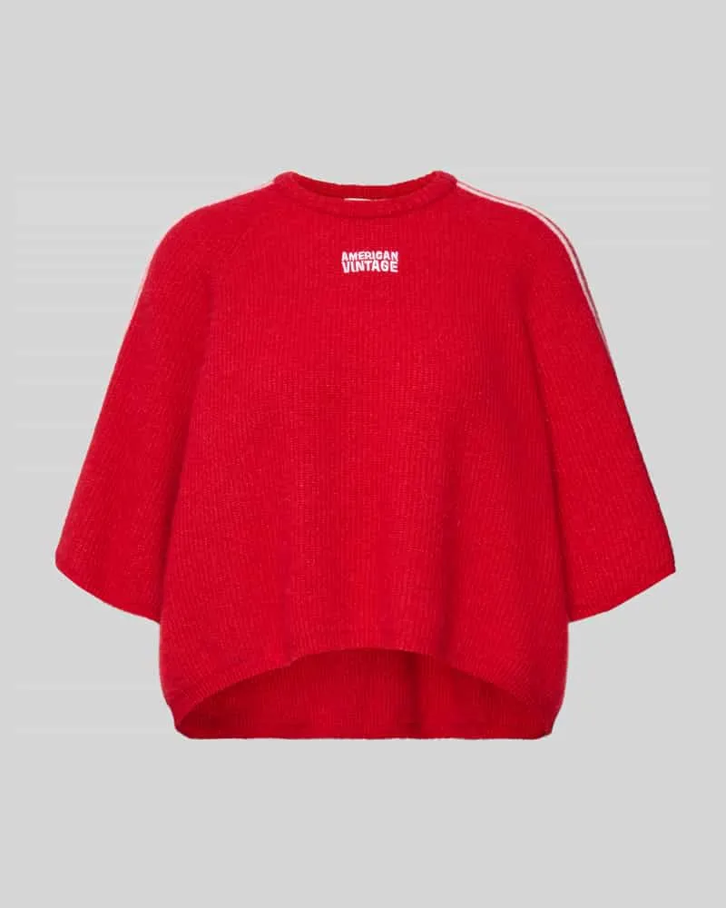 American Vintage Cropped Strickpullover mit gerippten Abschlüssen Modell 'VITOW Dunkelrot