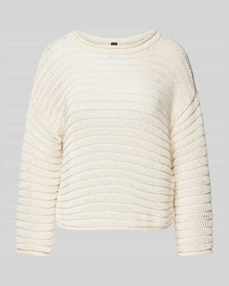 Stefanel Strickpullover mit Rundhalsausschnitt Offwhite