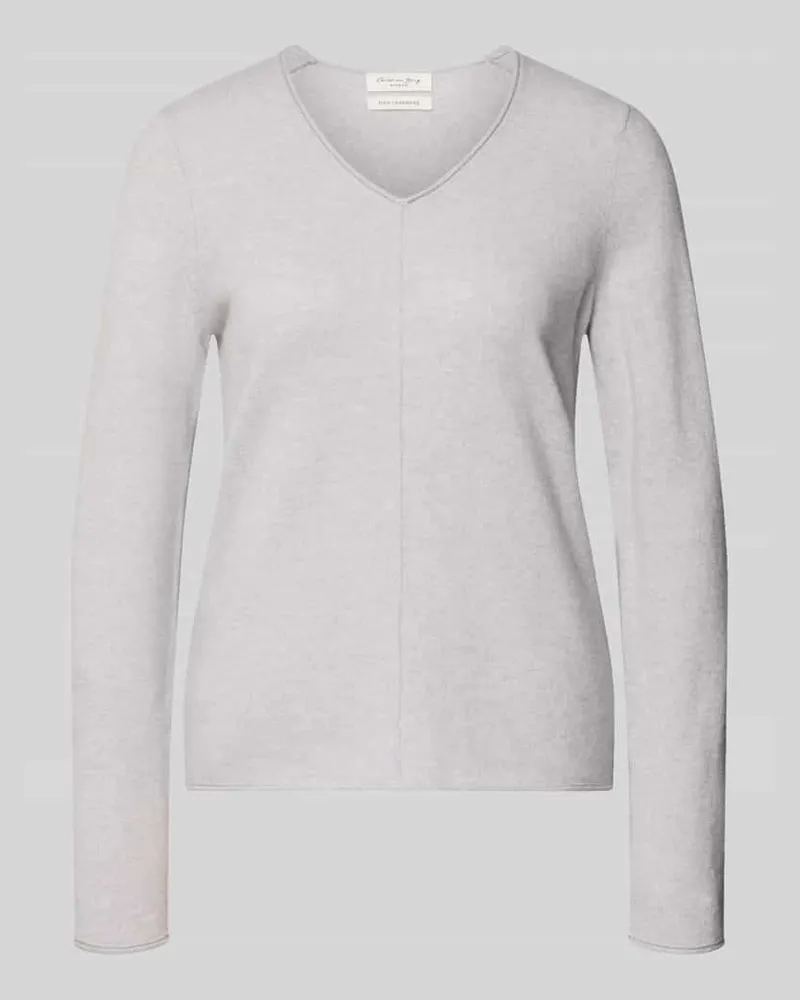Christian Berg Strickpullover aus Kaschmir mit V-Ausschnitt Mittelgrau