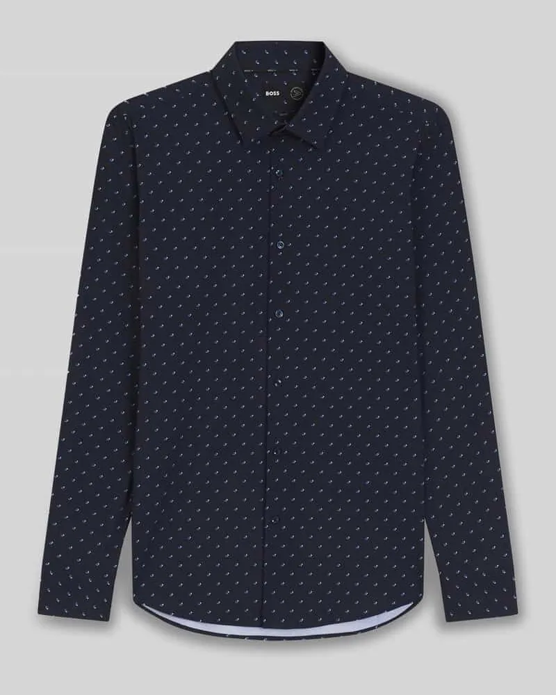 HUGO BOSS Slim-Fit Hemd aus Stretch-Jersey Modell 'Style P-HANK-S-KENT-C1-222 Marine