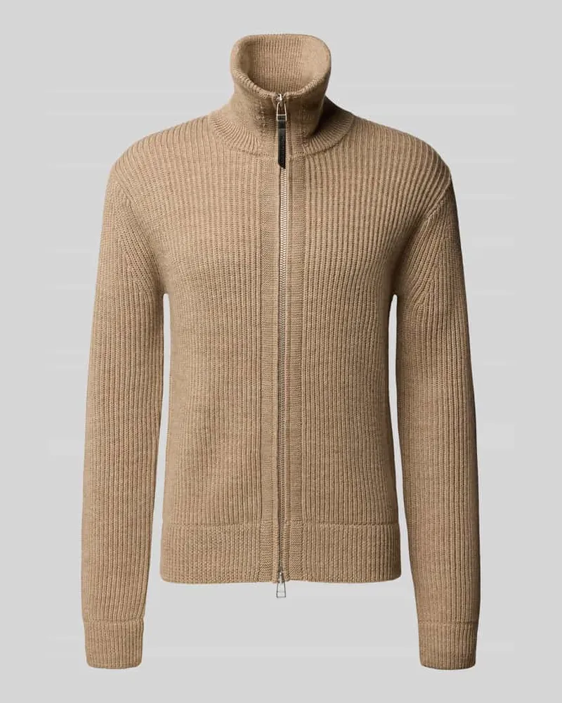 Tiger of Sweden Strickjacke aus Wolle mit Stehkragen Modell 'Niall Sand